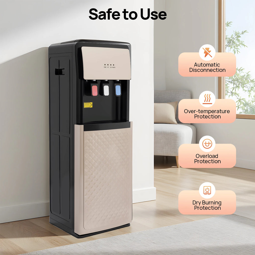 Bottom Loading Water Cooler Dispenser, 3 Temperature Settings - Hot, Cold & Room Water, Ideal for Office, Home, Living Room