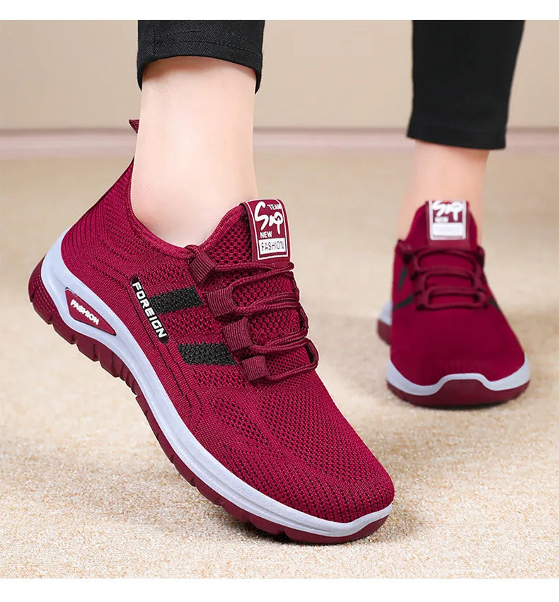 Women Casual Sports Shoes Breathable Lightweight Sneakers Anti-slip Flats Outdoor Running Walking Shoes Female Vulcanized Shoes