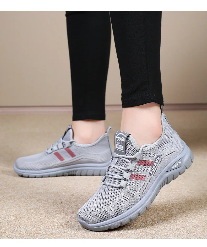 Women Casual Sports Shoes Breathable Lightweight Sneakers Anti-slip Flats Outdoor Running Walking Shoes Female Vulcanized Shoes