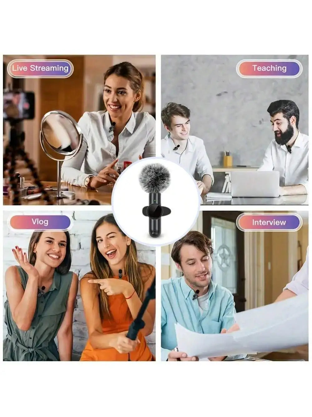 K61 Wireless lavalier microphone, mini microphone, suitable for mobile live streaming, video recording and recording