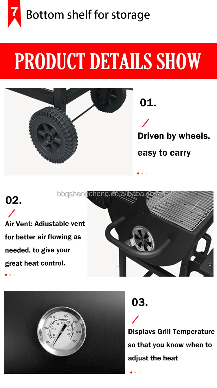 Folding oil drum cart charcoal  chicken grill