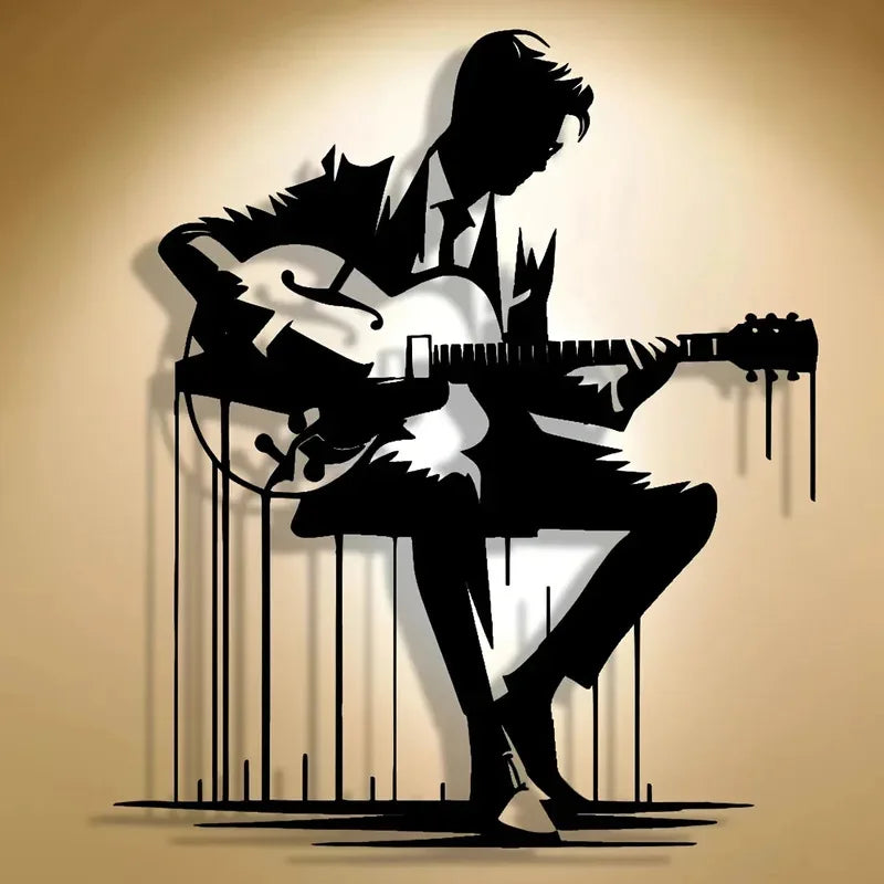 Abstract Metal Guitar Wall Art, Perfect for Home, Office, Café, Bar Decor, Ideal Gift for Music Lovers