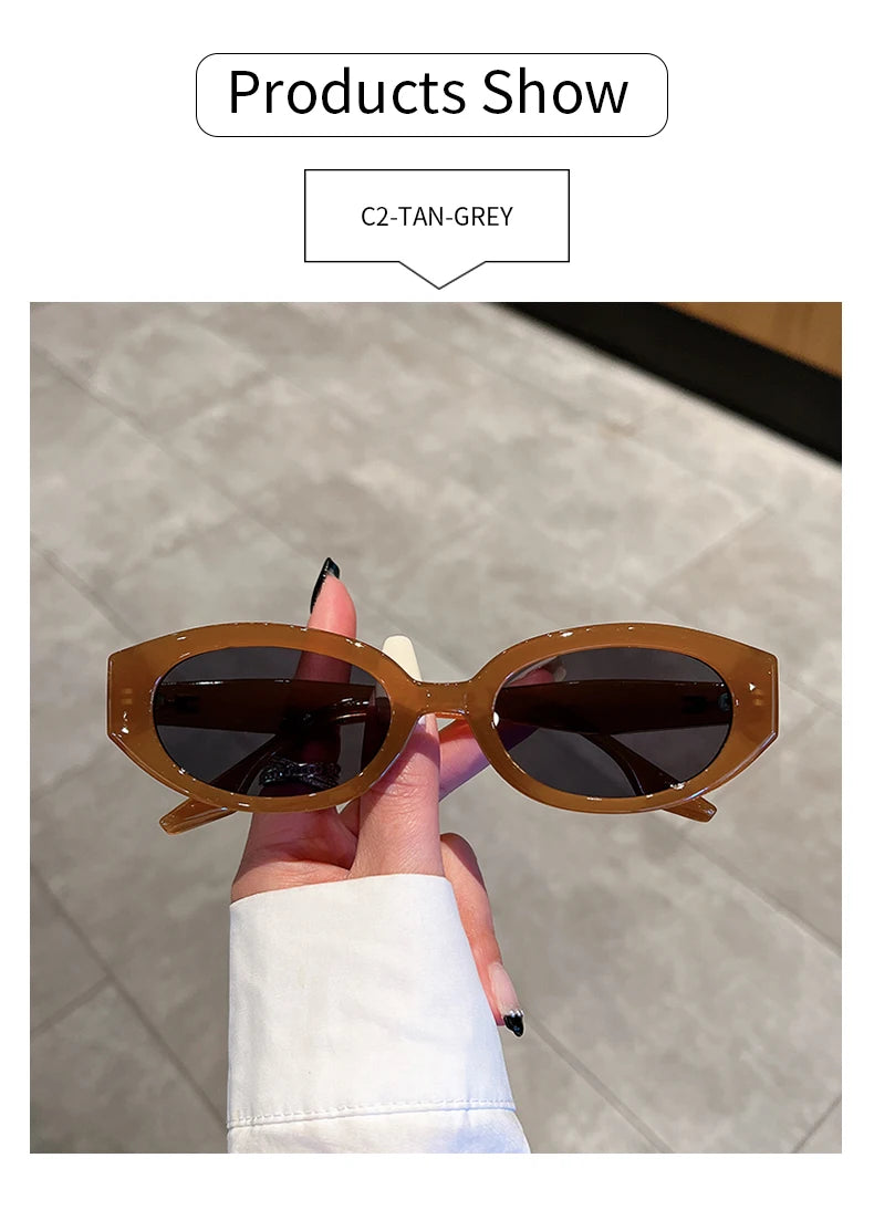 KAMMPT Vintage Oval Sunglasses Women Fashion Retro Female Sun Glasses New in Trendy Luxury Brand Designer Lady Shades Eyewear