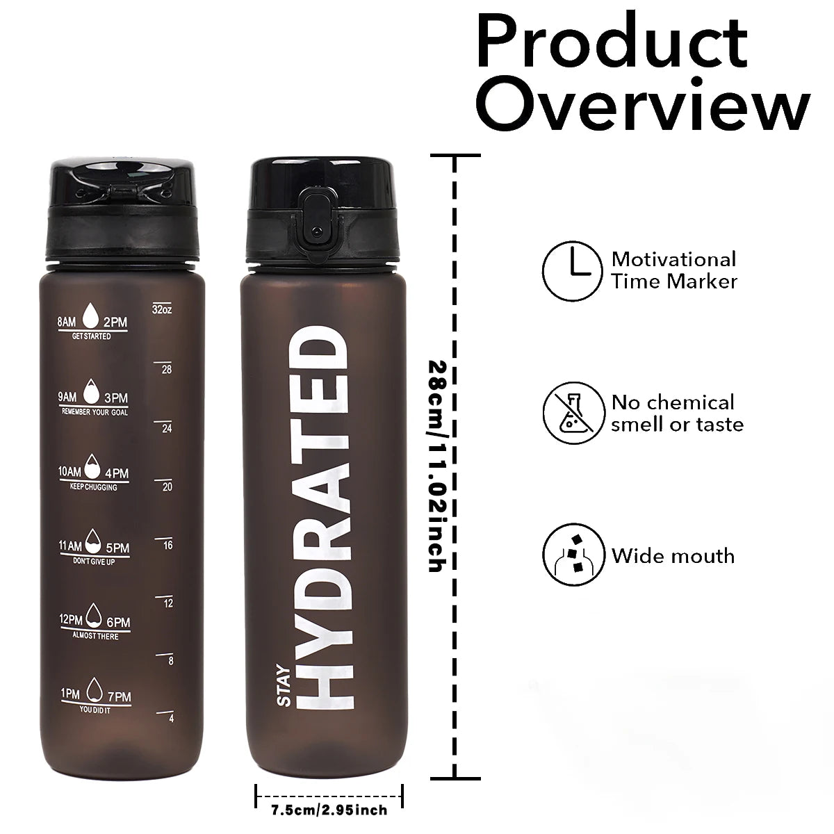 1pc 1000ml large capacity transparent plastic water bottle with cap and handle, multiple colors available, suitable for outdoor,