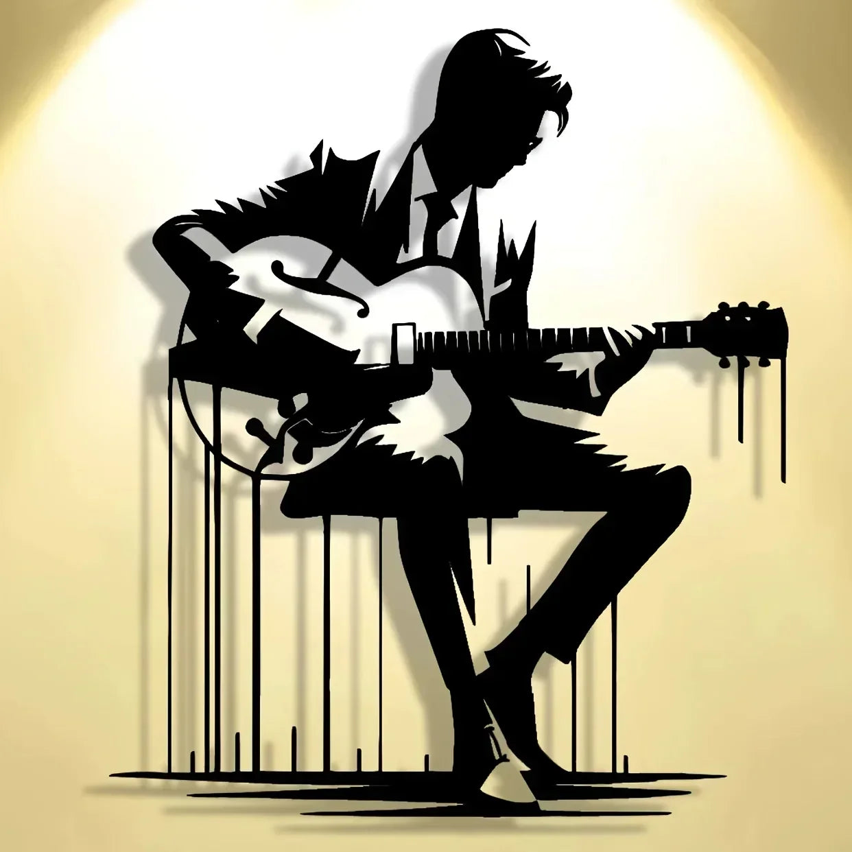 Abstract Metal Guitar Wall Art, Perfect for Home, Office, Café, Bar Decor, Ideal Gift for Music Lovers