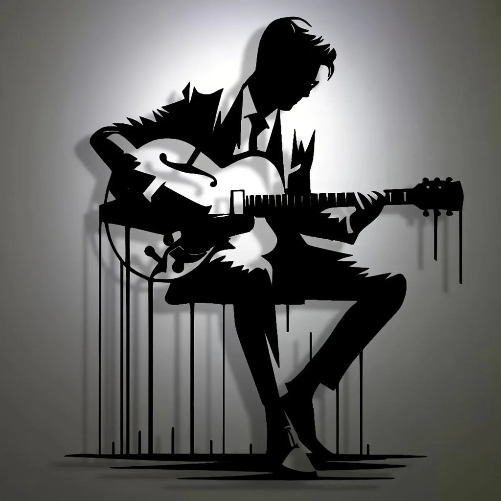 Abstract Metal Guitar Wall Art, Perfect for Home, Office, Café, Bar Decor, Ideal Gift for Music Lovers