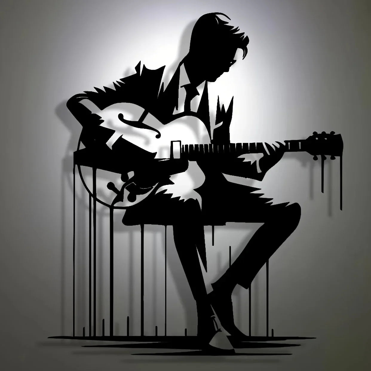 Abstract Metal Guitar Wall Art, Perfect for Home, Office, Café, Bar Decor, Ideal Gift for Music Lovers