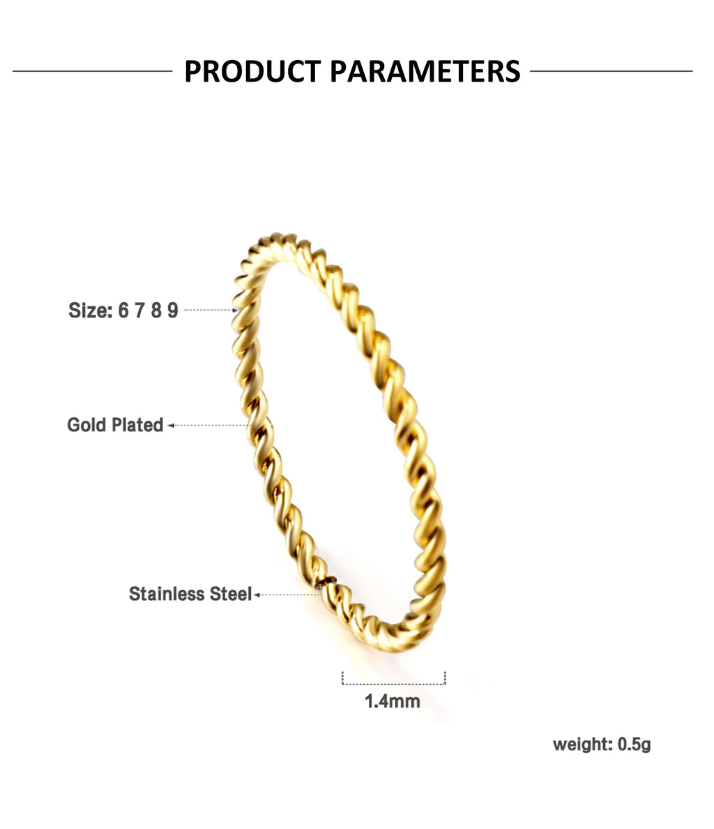 LUXUSTEEL Stainless Steel Women Rings Simple Twist Rope Coin Heart Round Texture Waterproof Finger Bands Ring Wedding  Jewelry