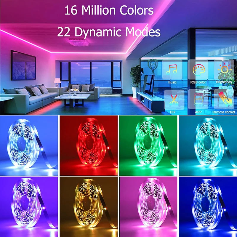 RGB Led Strip Lights 5m 10m 20m 25m Led Room Light Flexible Ribbon Luces Led Tape for TV Backlight Home Room Bedroom Decoration