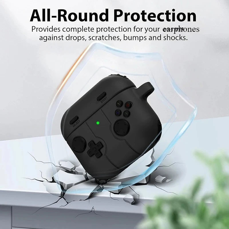 Earphone Case For Airpods 4 2024 Cute Cartoon 3D Gamepad Silicone Shockproof Box Cover For Airpods Pro 2 2nd 3 Cases With Hook