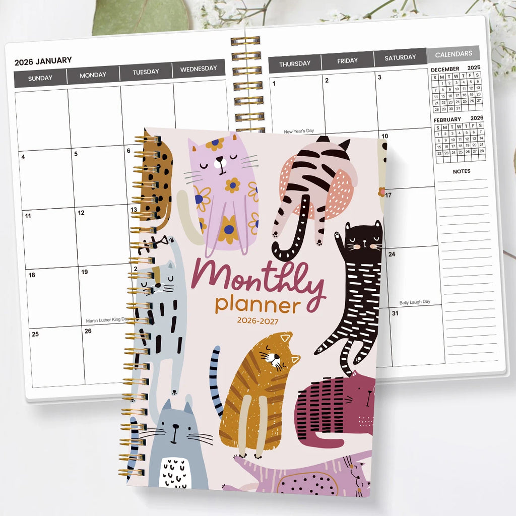 A5 2026-2027 Academic Planner Weekly Monthly Organizer, Jan 2026 to Dec 2027, School Student Teacher Spiral Notebook Calendar