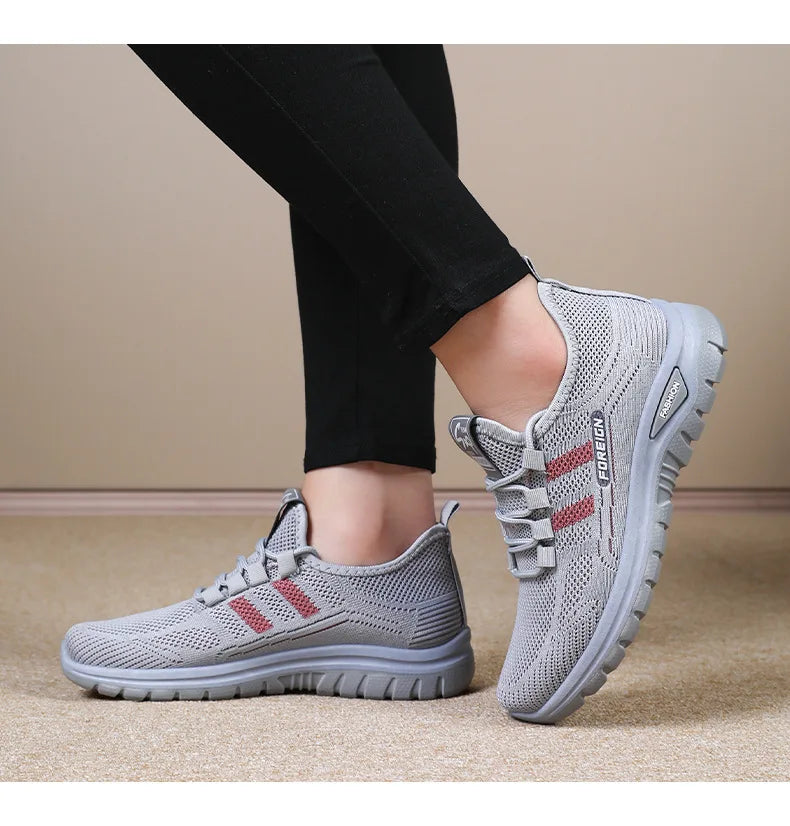 Women Casual Sports Shoes Breathable Lightweight Sneakers Anti-slip Flats Outdoor Running Walking Shoes Female Vulcanized Shoes