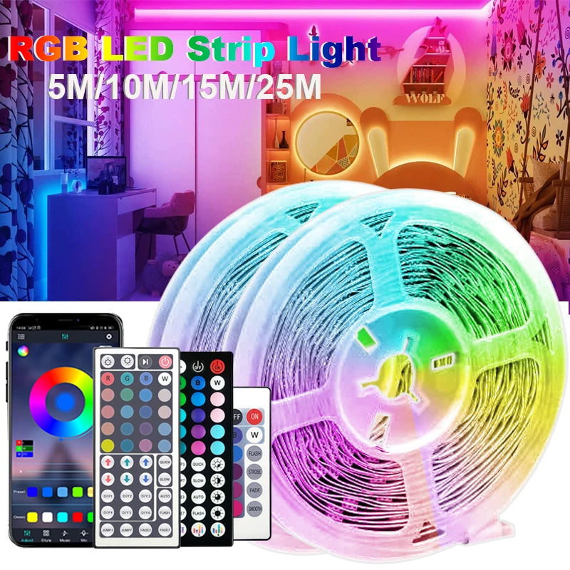 RGB Led Strip Lights 5m 10m 20m 25m Led Room Light Flexible Ribbon Luces Led Tape for TV Backlight Home Room Bedroom Decoration
