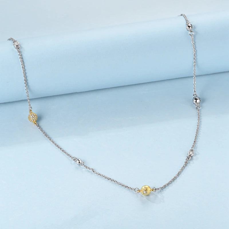 Luxury Necklace 925 Silver Original Sterling Zircon Dragonfly Butterfly Firefly Star Moon Chain Link For Women Wedding Jewelry