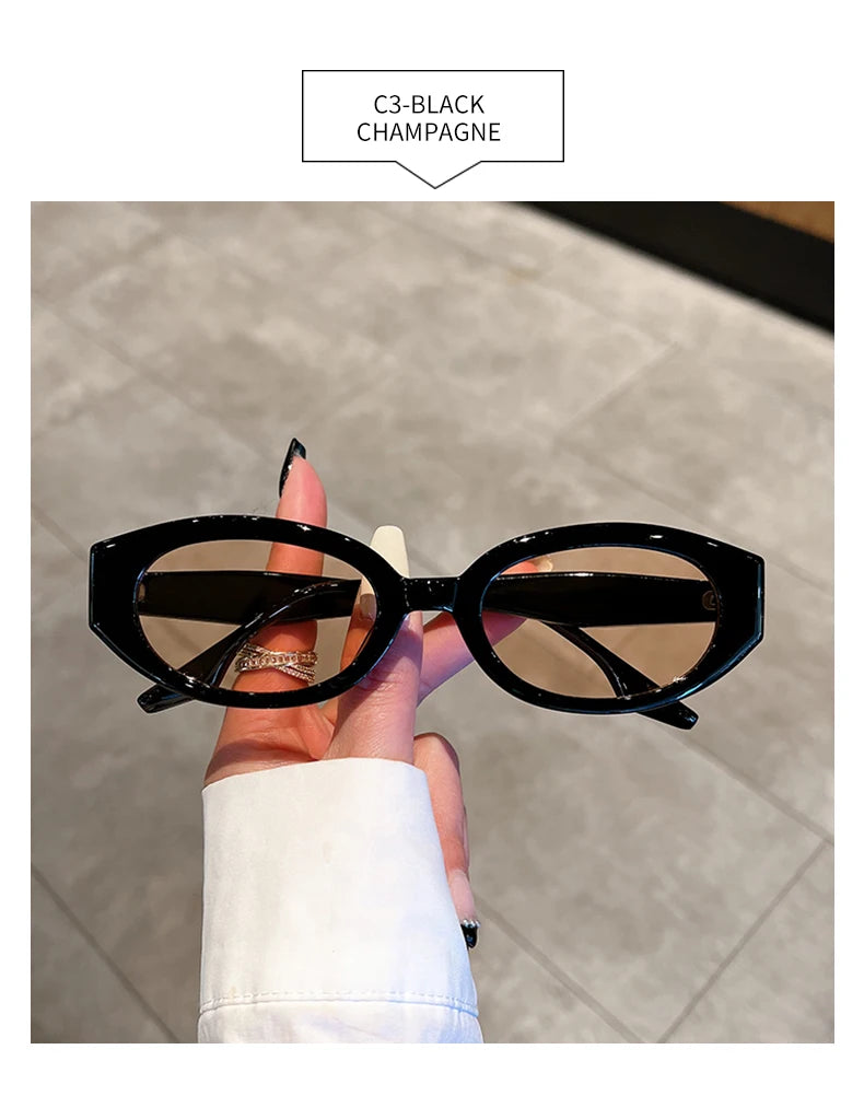 KAMMPT Vintage Oval Sunglasses Women Fashion Retro Female Sun Glasses New in Trendy Luxury Brand Designer Lady Shades Eyewear